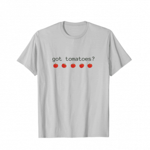 Got tomatoes? Gray shirt with row of tomatoes