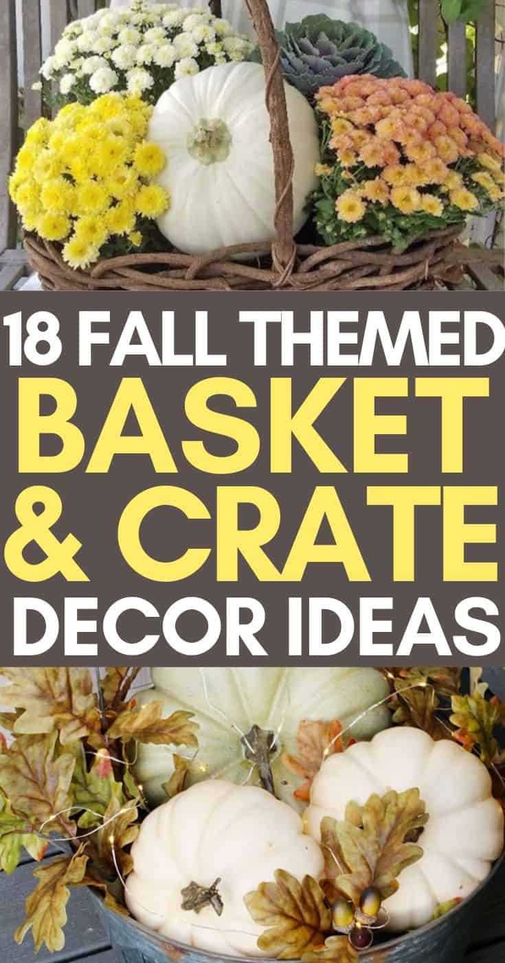 Fall porch and decorating ideas that use baskets and crates. We use baskets and crates for harvesting our vegetables all the time. Now that its fall, we can use them to decorate. Check out these ideas!