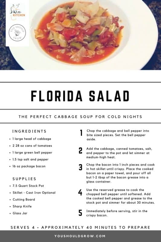Florida Salad. Cabbage soup recipe printable