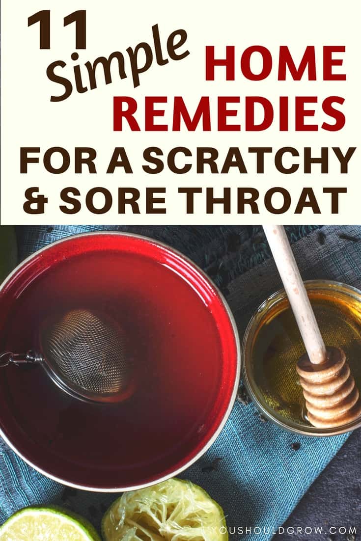 Text overlay: 11 simple home remedies for a scratchy and sore throat