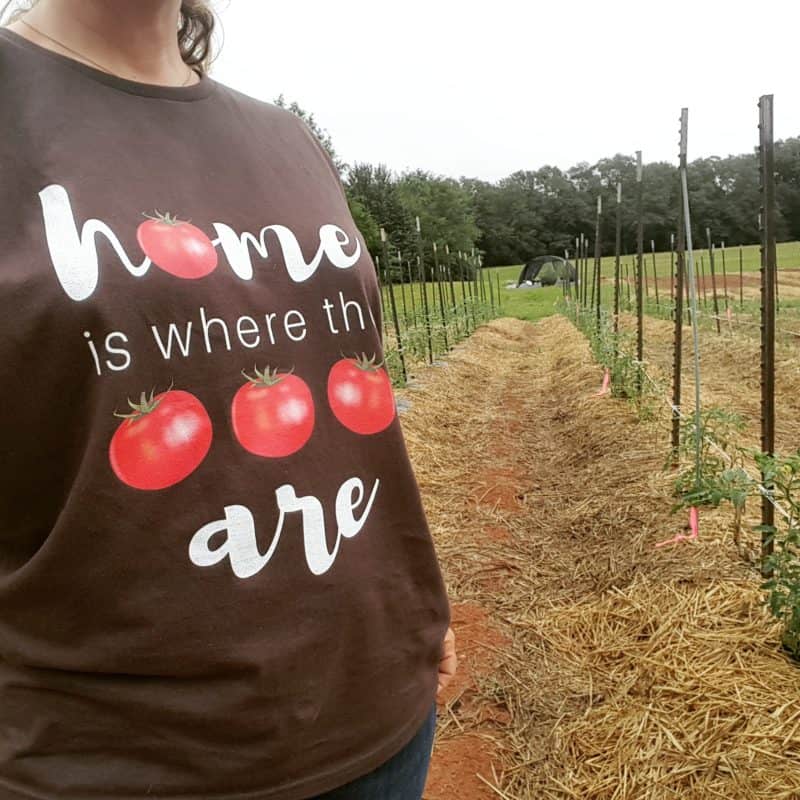 Home is where the tomatoes are t-shirt