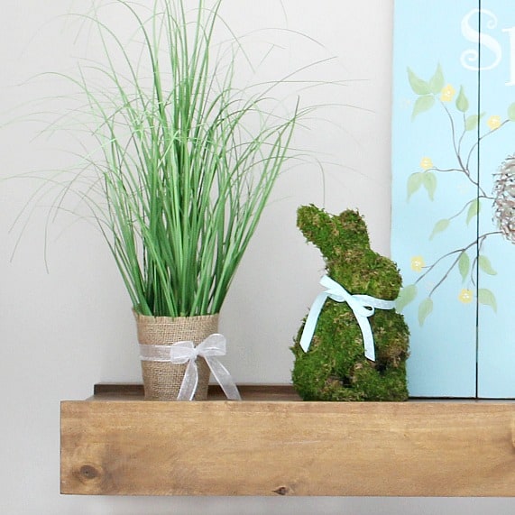 Spring Easter decorating idea: moss covered bunny form.