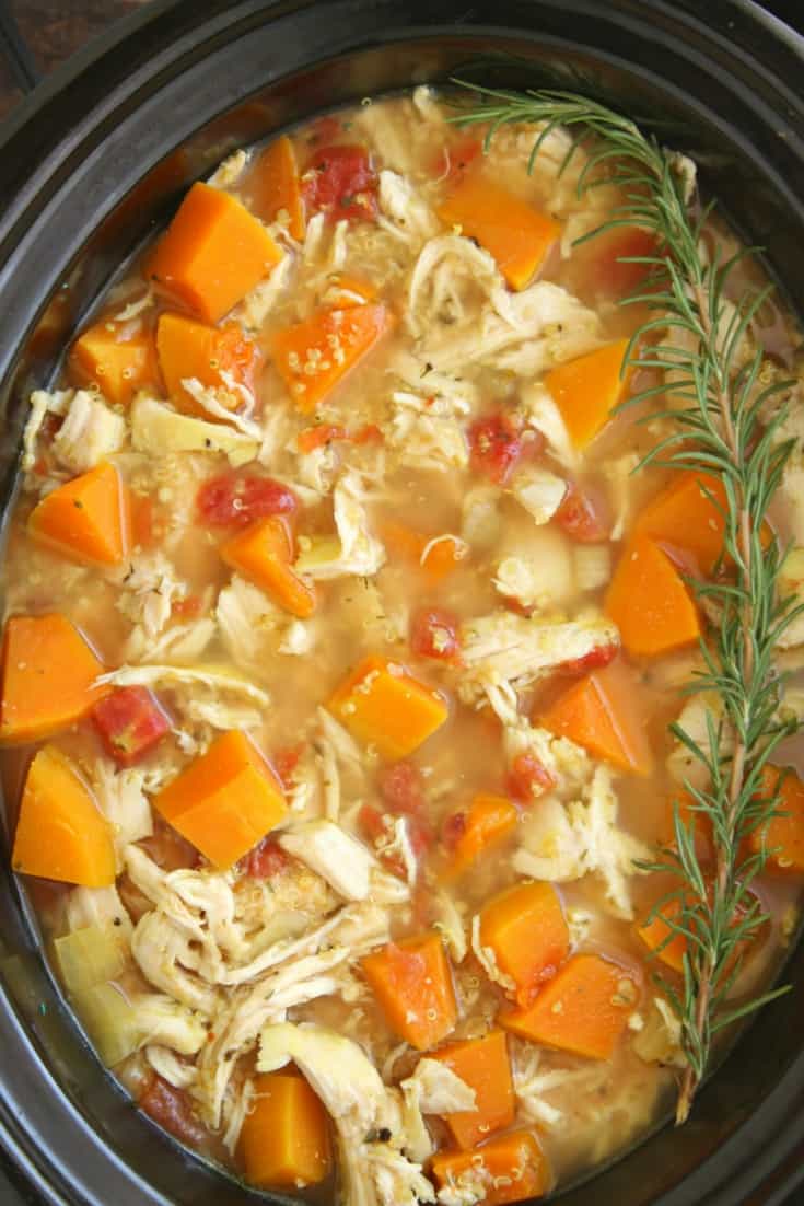 Slow cooker chicken soup with butternut squash and quinoa crockpot