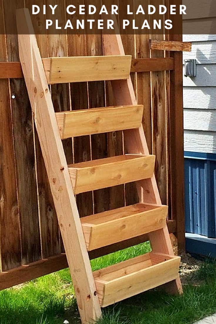 diy vertical garden cedar ladder