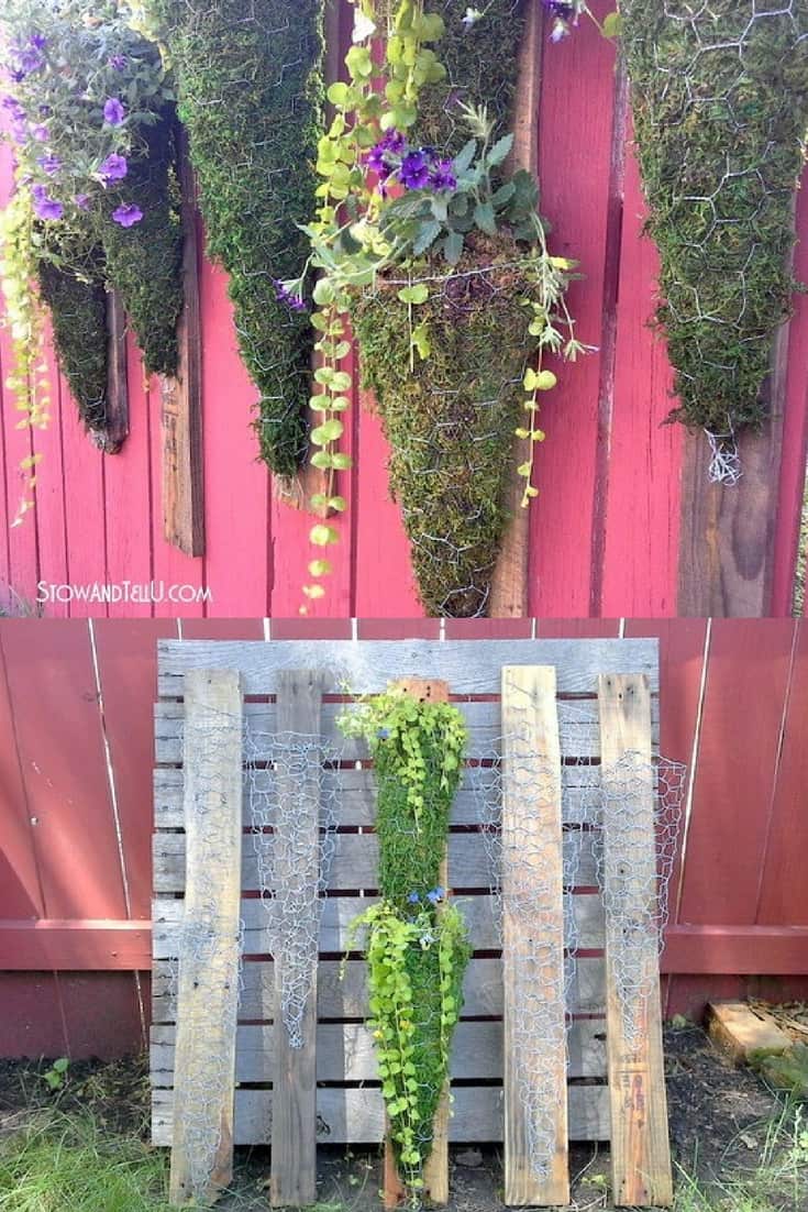 diy vertical garden made from chicken wire