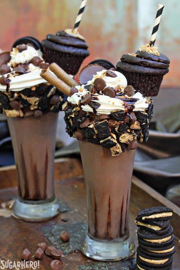 Epic chocolate peanut butter milkshakes