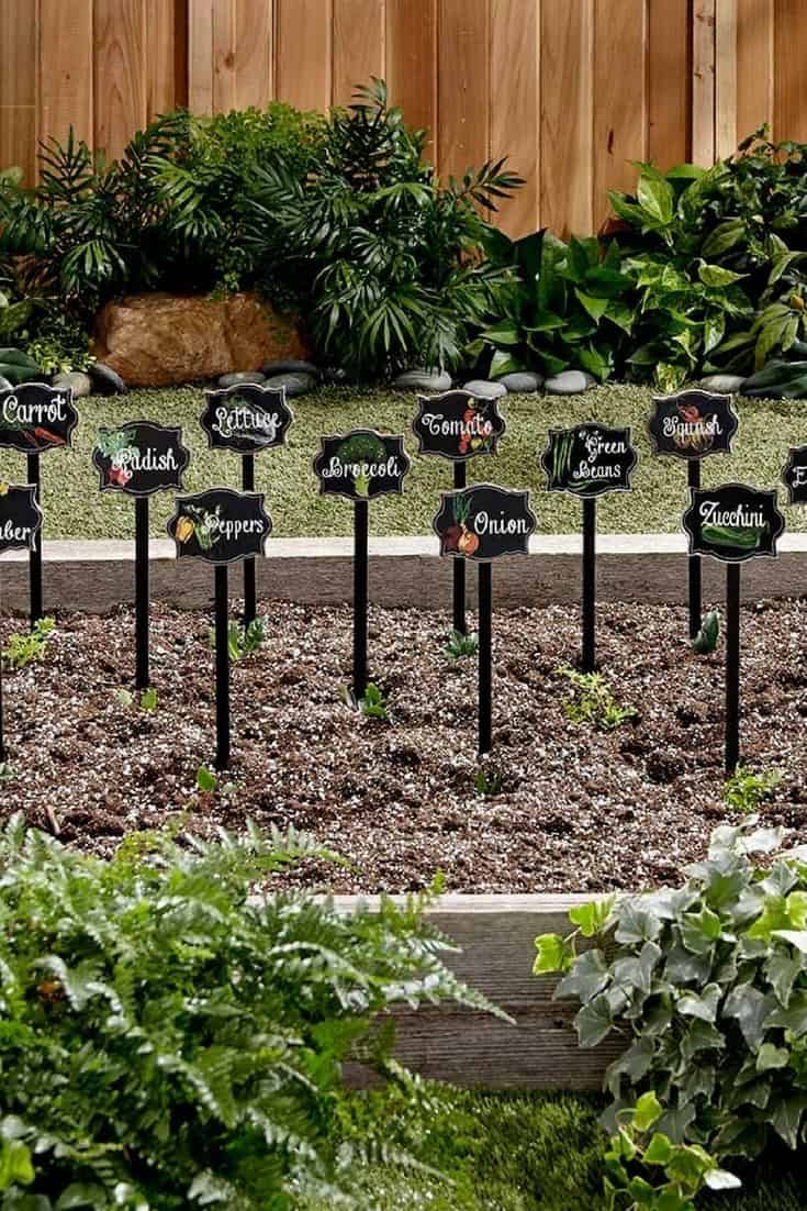 FirTree Brand Slate Garden Plant Markers Set of 8 Etched Garden Labels for The Vegetable or Herb Garden Made in The USA of Reclaimed England Roofing Slate. Vegetables 