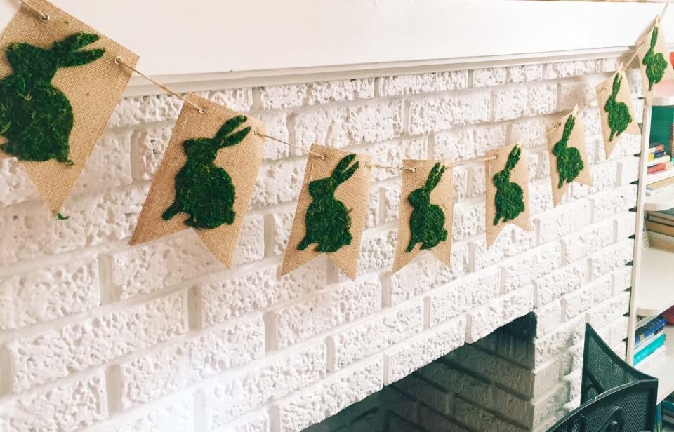 Spring decor / Easter decor Moss Bunny banner