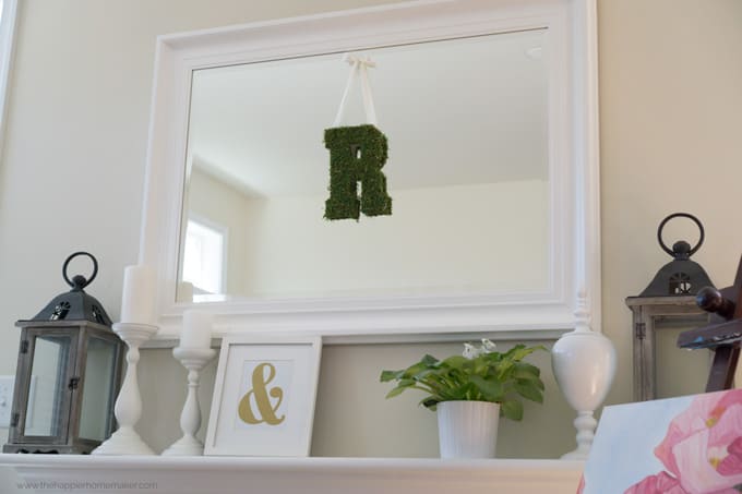 diy farmhouse decor: moss letter monogram