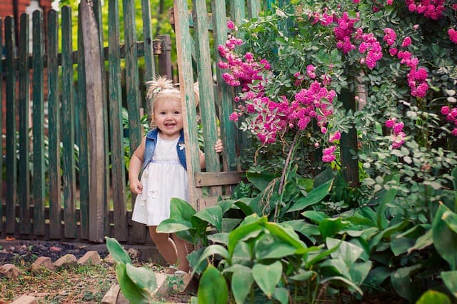 preschooler in a garden